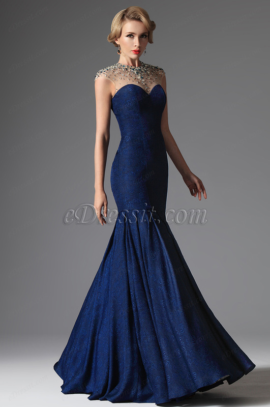 eDressit Blue Formal Crystal Beaded Evening Dress Formal Gown