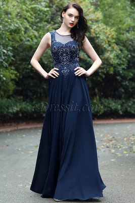 eDressit Blue Sweetheart Prom Gown with Lace and Beads 