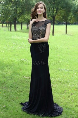 eDressit Black Embroidery and Beaded Mermaid Party Dress (36170600)