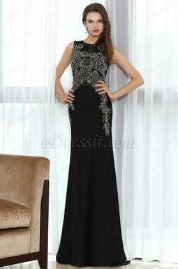 eDressit Black Lace Beaded Prom Occasion Dress
