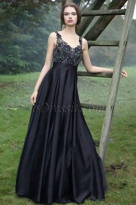 eDressit Black Embroidery Prom Ball Dress