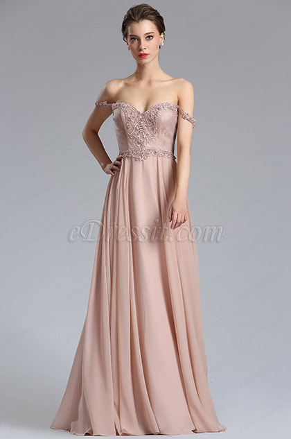 Elegant A Line Off Shoulder Evening Dress Formal Dress