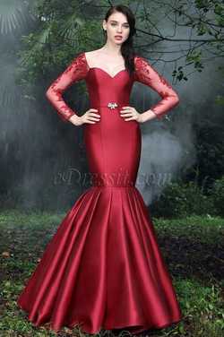 eDressit Vintage Red Pleated Mermaid Formal Gown