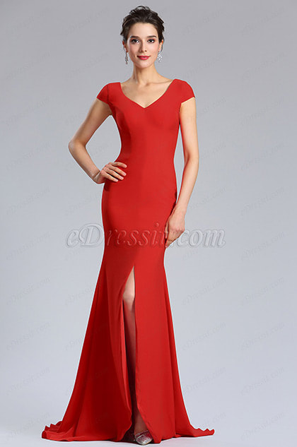 eDressit New Cap Sleeve Red Women Evening Party Dress