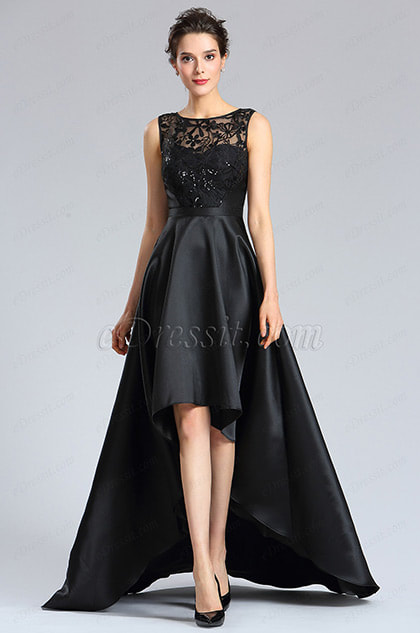 eDressit Black Sexy Illusion Neckline Evening Prom Dress