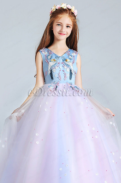 eDressit Long Blue Lovely Princess Party Stage Flowergirl Dress