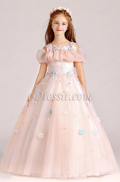 eDressit Long Light Pink Flower Girl Dress