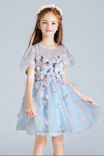 eDressit Blue Cute Wedding Flower Girl Party Dress