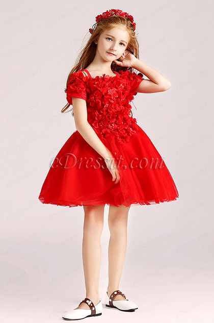 eDressit Red Floral Princess Flower Girl Stage Dress